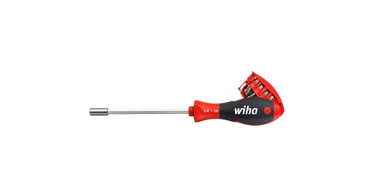 WihaSchroevendraaier met bitmagazijn magnetisch  (Zwart/rood, 8 bits, 1/4