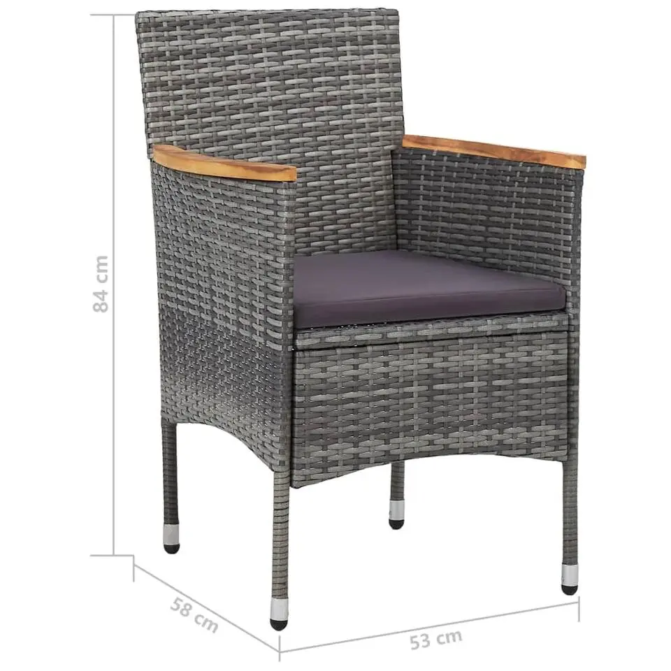 vidaXL - Tuinset - Grijs - Poly rattan