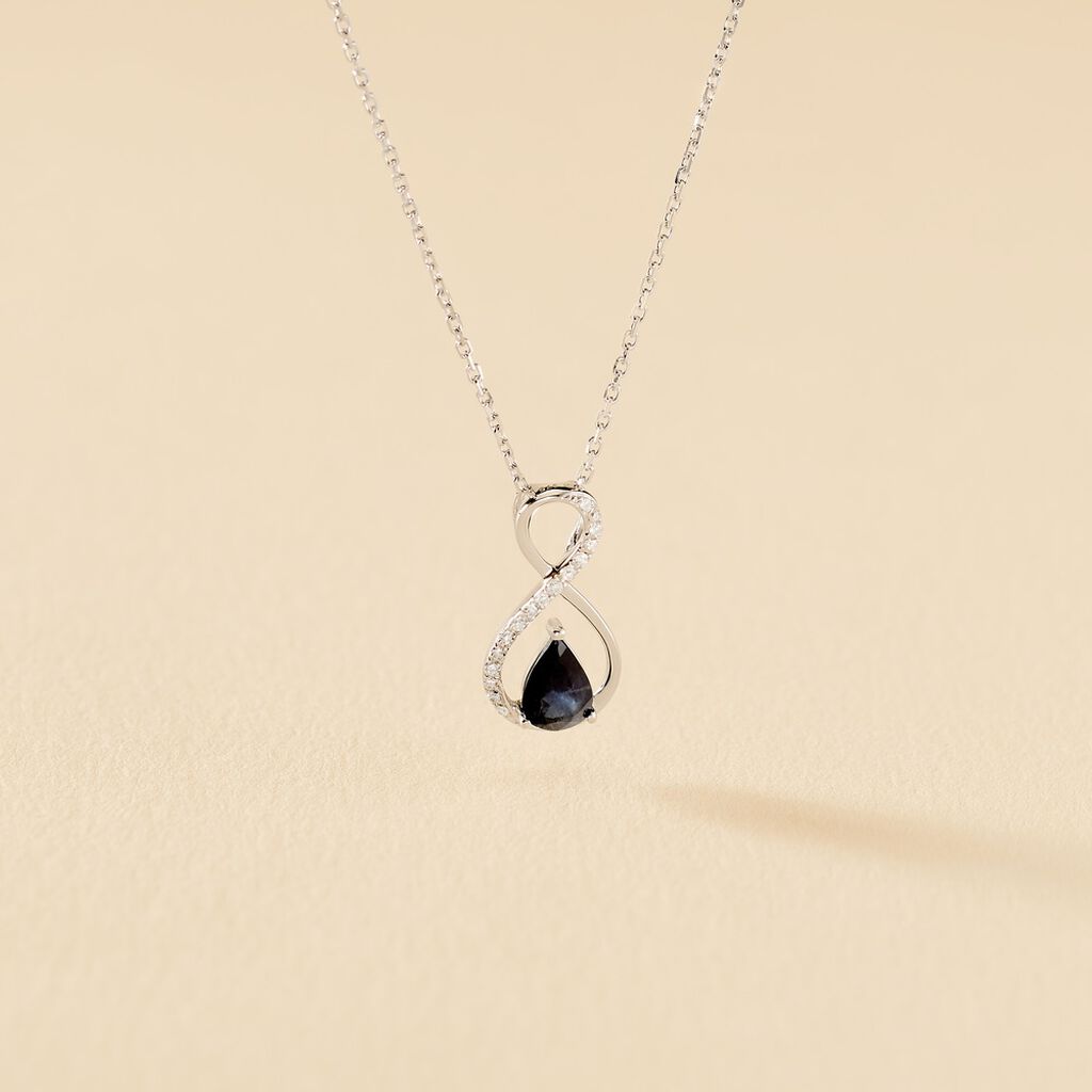 Collier Odessa Or Blanc Saphir Diamant