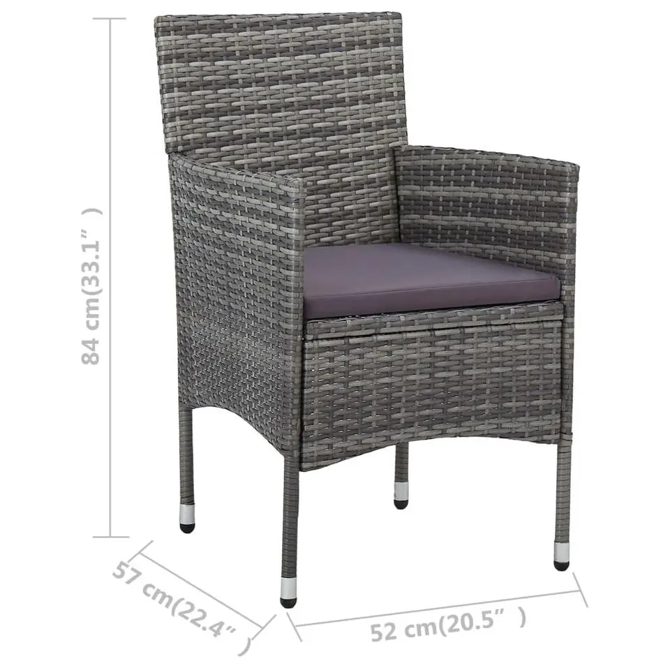 vidaXL - Bistroset - Grijs - Poly rattan
