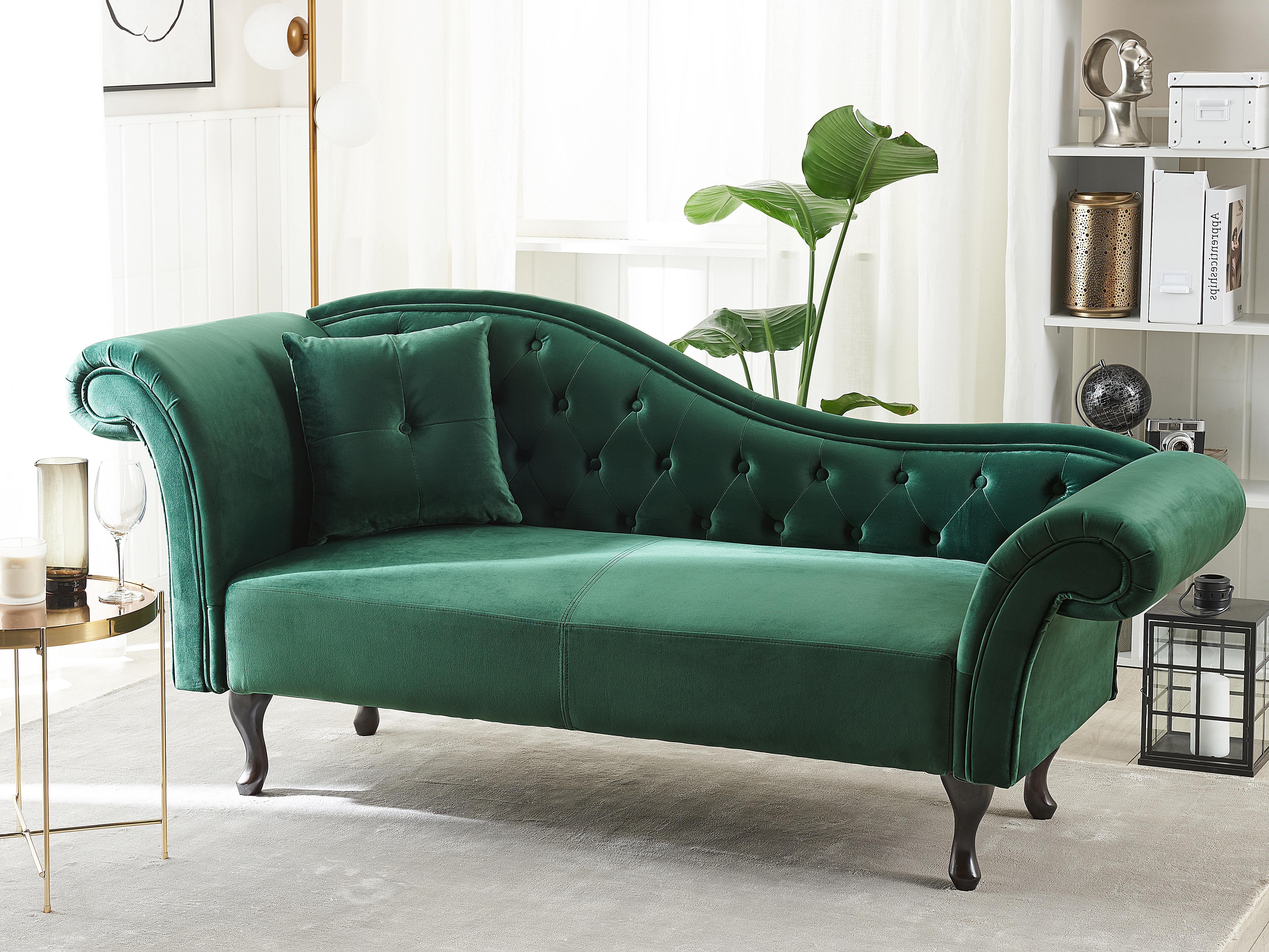 Linkszijdige chaise longue LATTES Fluweel Donkergroen