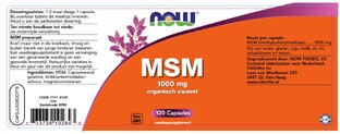 NOW MSM 1000mg Capsules 120ST