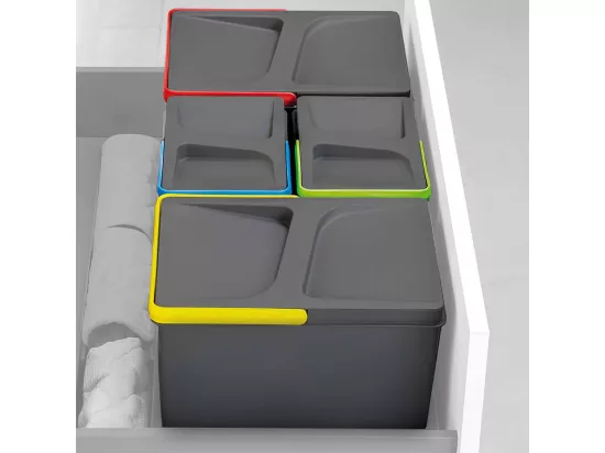 Kit de poubelles de cuisine avec base 2 bacs de 12 litres Recycle