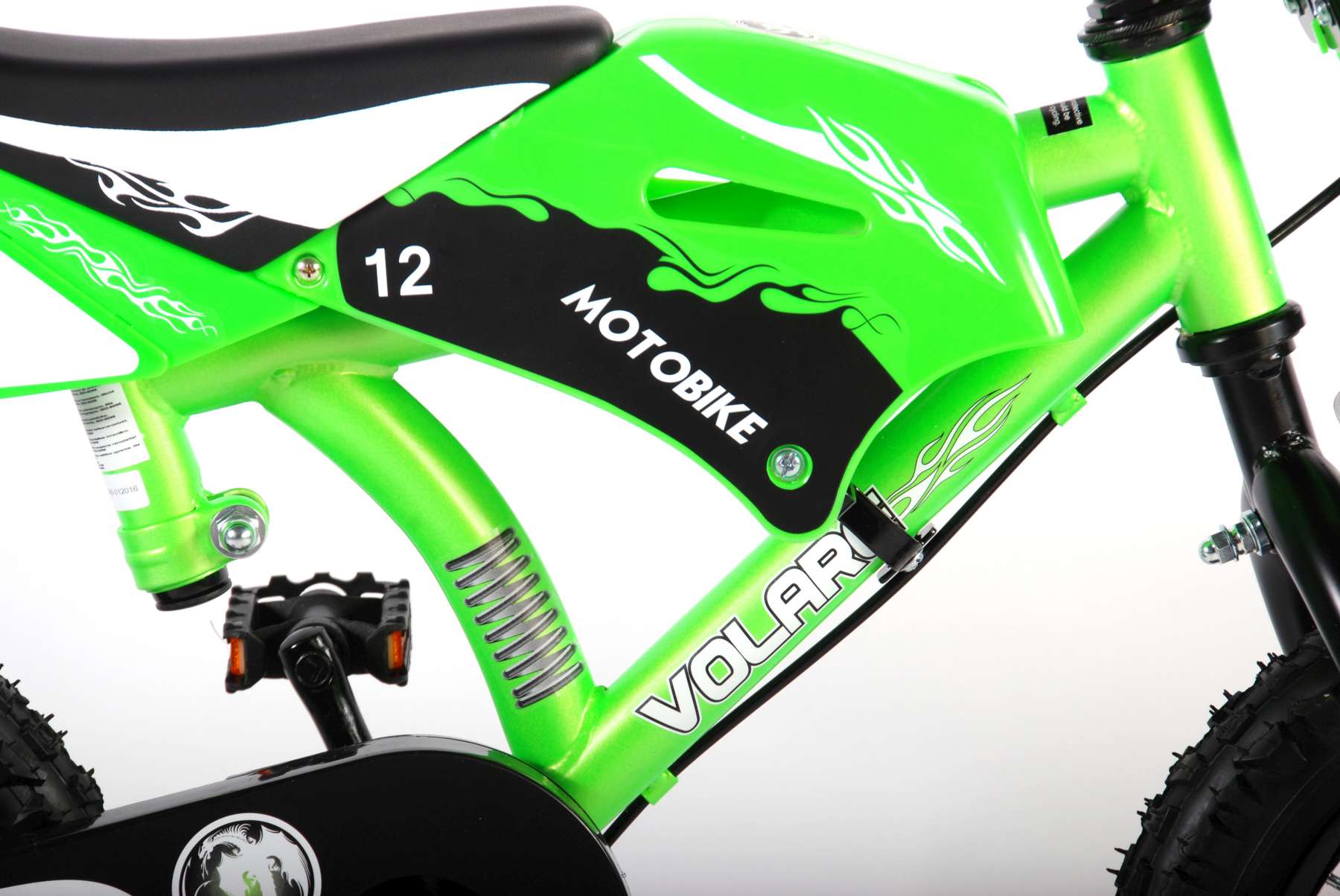 TPFSports Motorrad Kinderfahrrad - Jungen - 12 Zoll - 2 Handbremsen - Grün