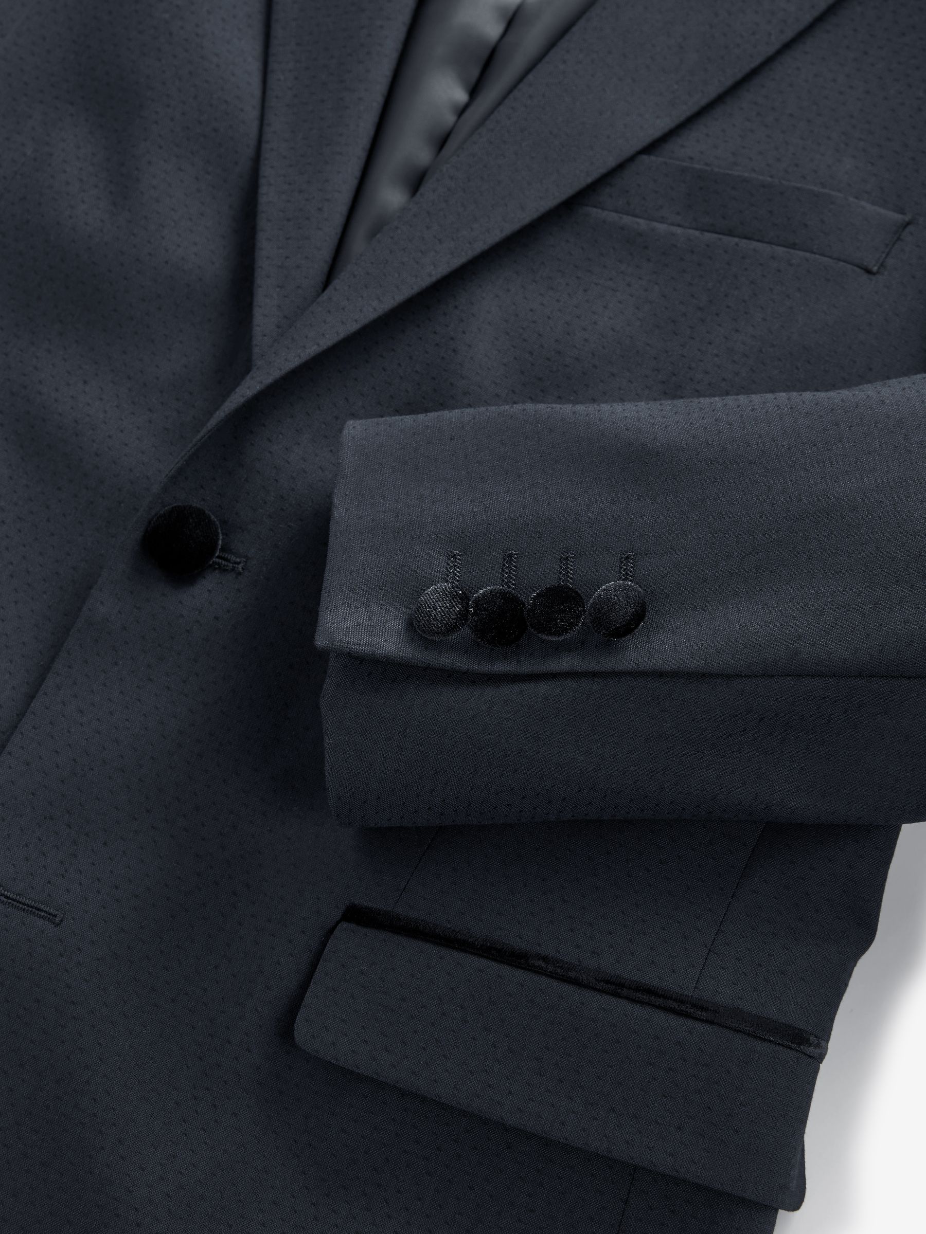 Marineblauw - Skinny-fit smoking met patroon: colbert