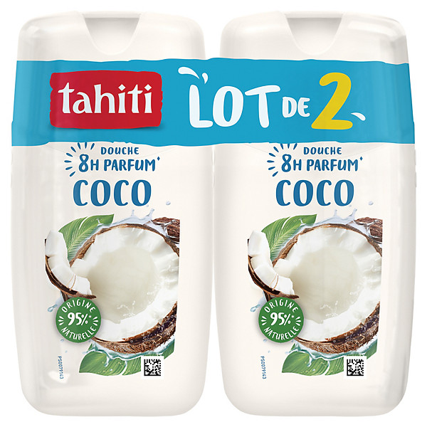 Gel douche Tahiti coco, flacon de 250 ml, lot de 2
