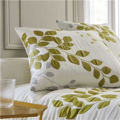 Jeté de lit tissé jacquard motif végétal