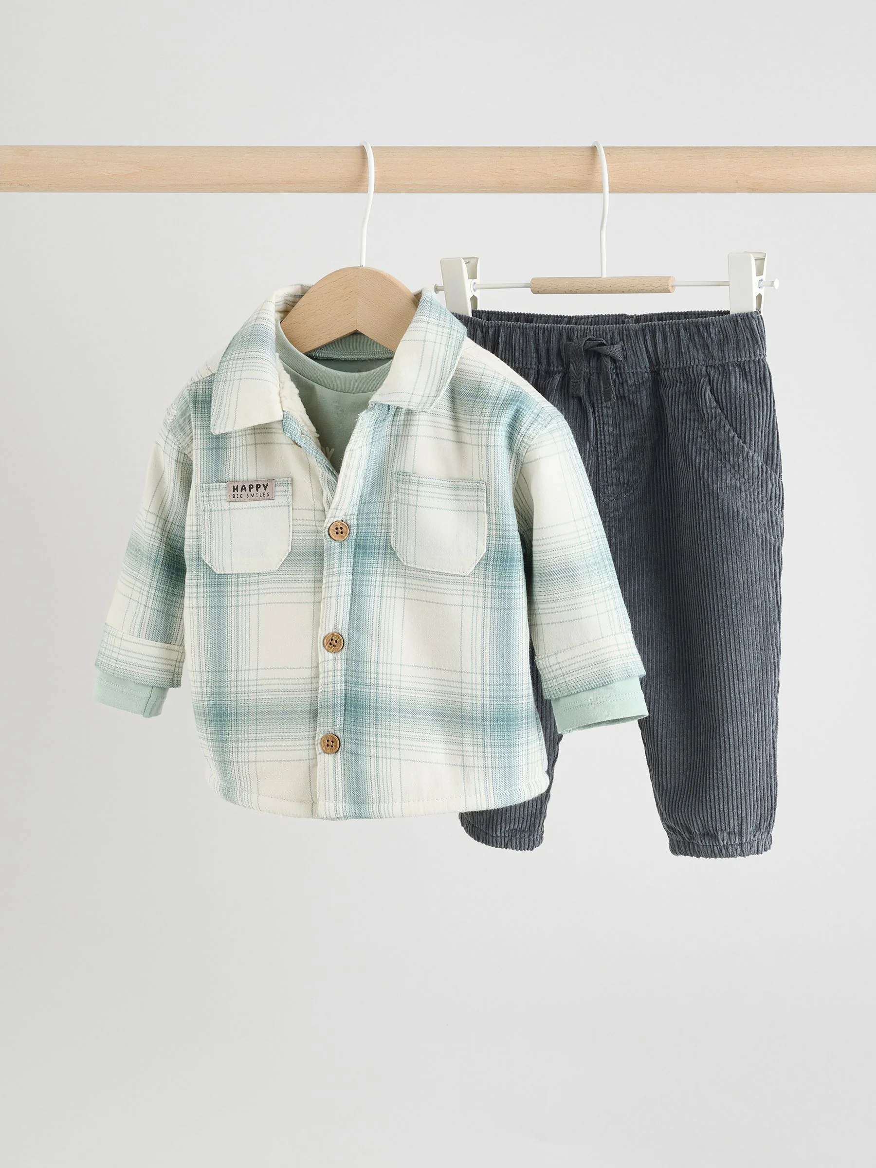 Mineraalkleurig - 3 -delige Baby Overshirt en Broeken Set (0mnd -2jr)