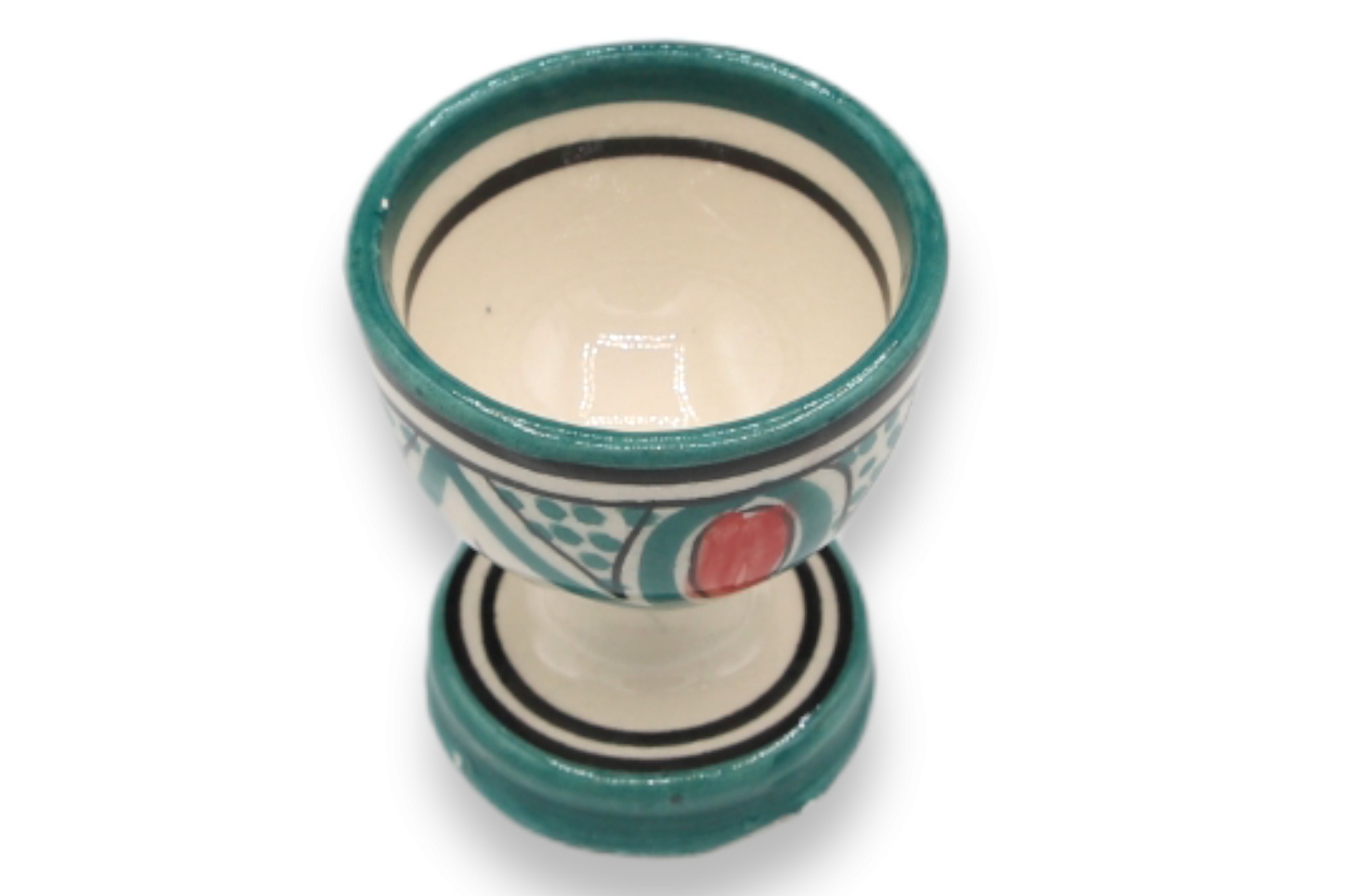 Keramik-Eierbecher, grün, weiß, Ø 5 cm, H 7 cm zu 3,80