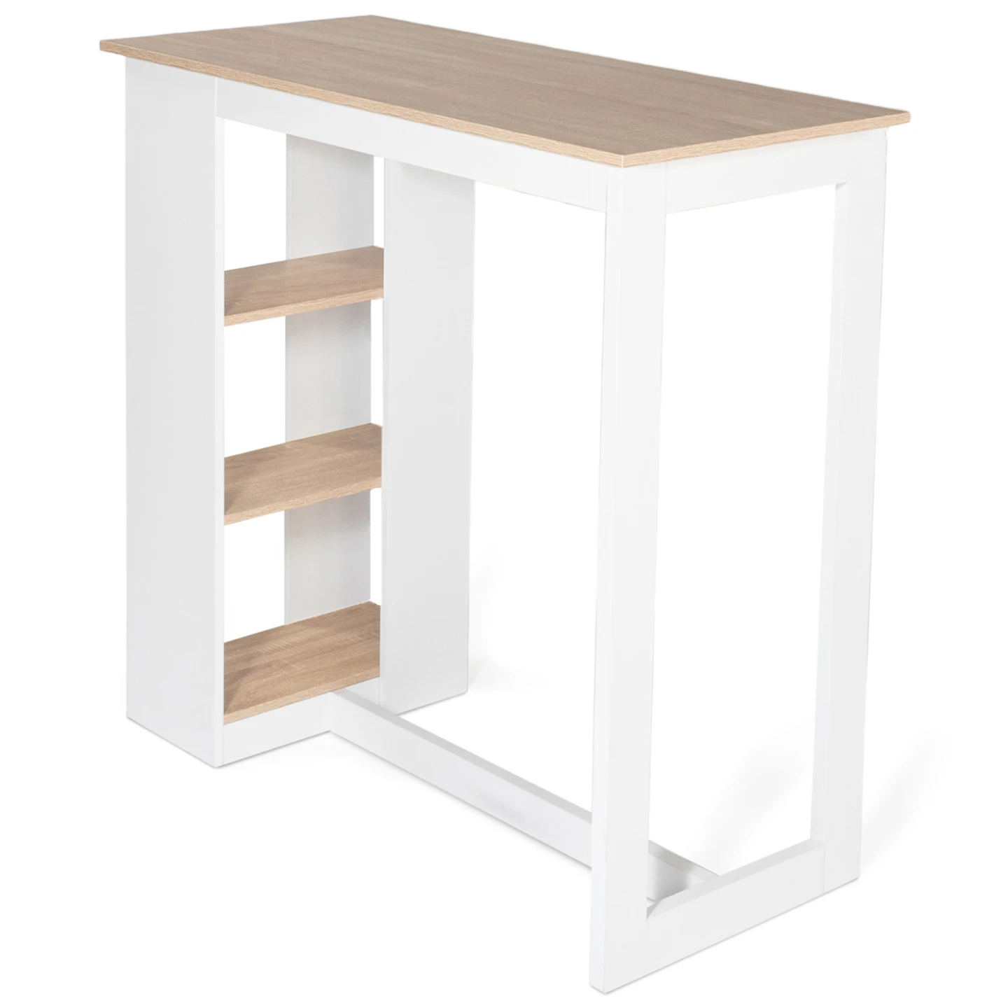 Table de bar BARTH 2 à 4 personnes ajourée bois blanc et plateau façon hêtre