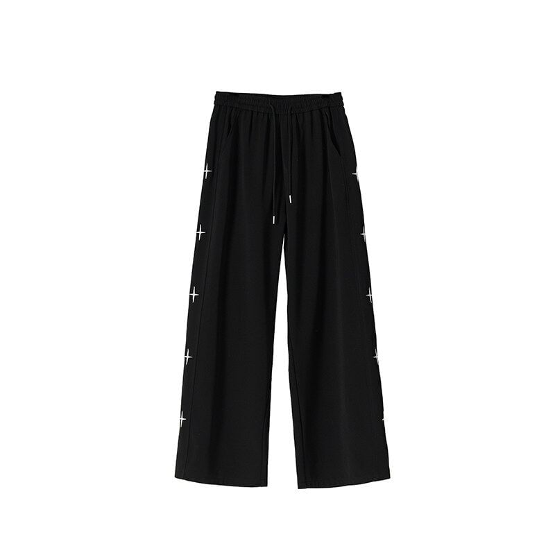 Kimeya - Wijde broek met trekkoord en sterrenborduursel