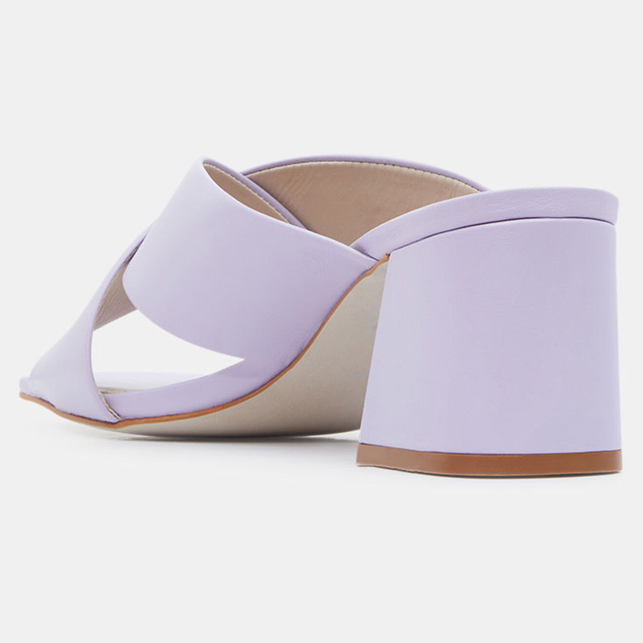 Galeries Lafayette Mules croisées en Cuir violet clair - Talon 6 cm