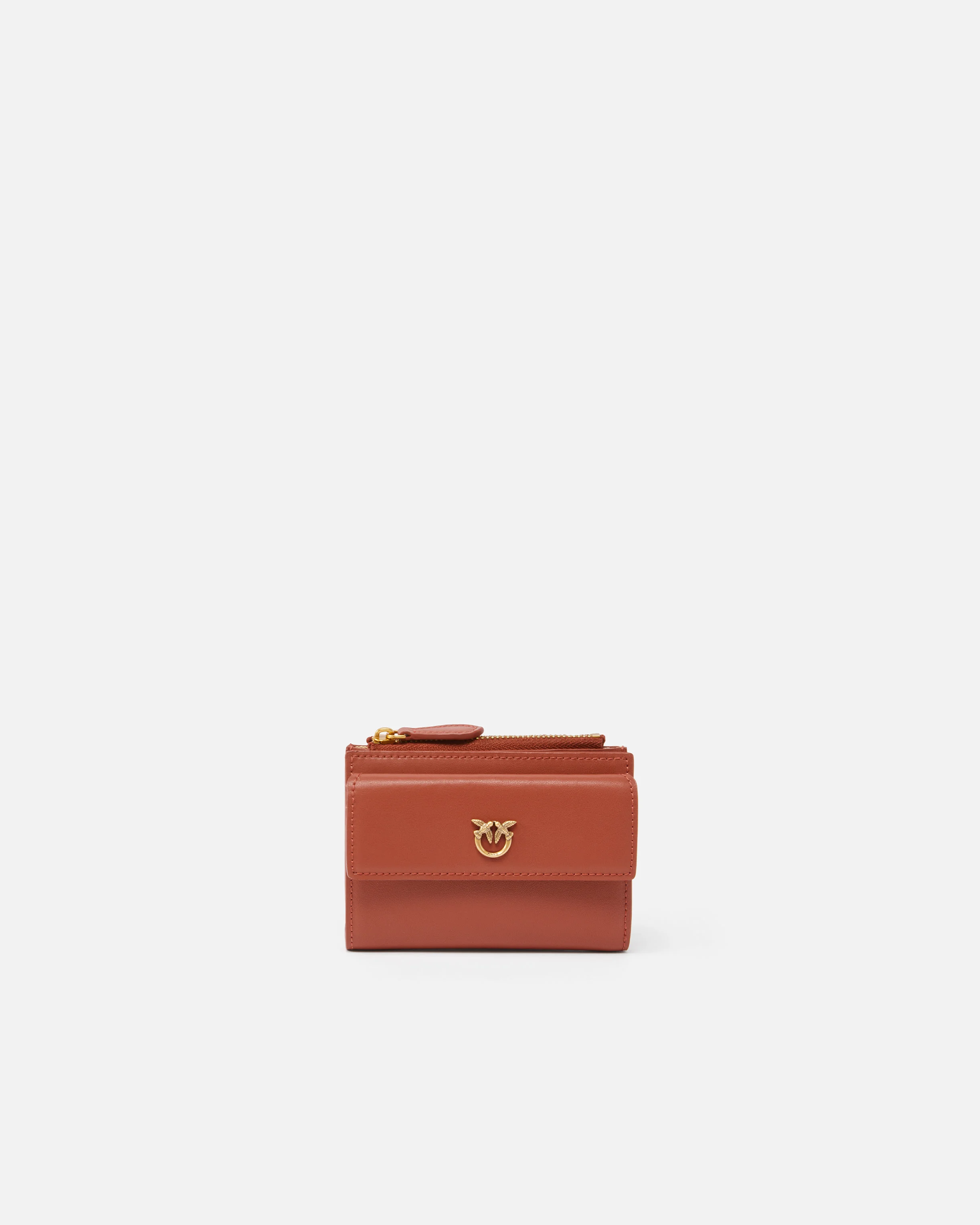 Petit portefeuille compact lisse à logo | Orange