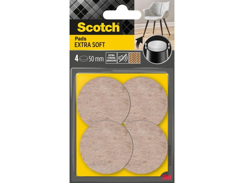 3M Filzgleiter Extra-Soft, Ø 50 mm, Beige, 4er Pack Extra weiche, runde, selbsthaftende Filzpads