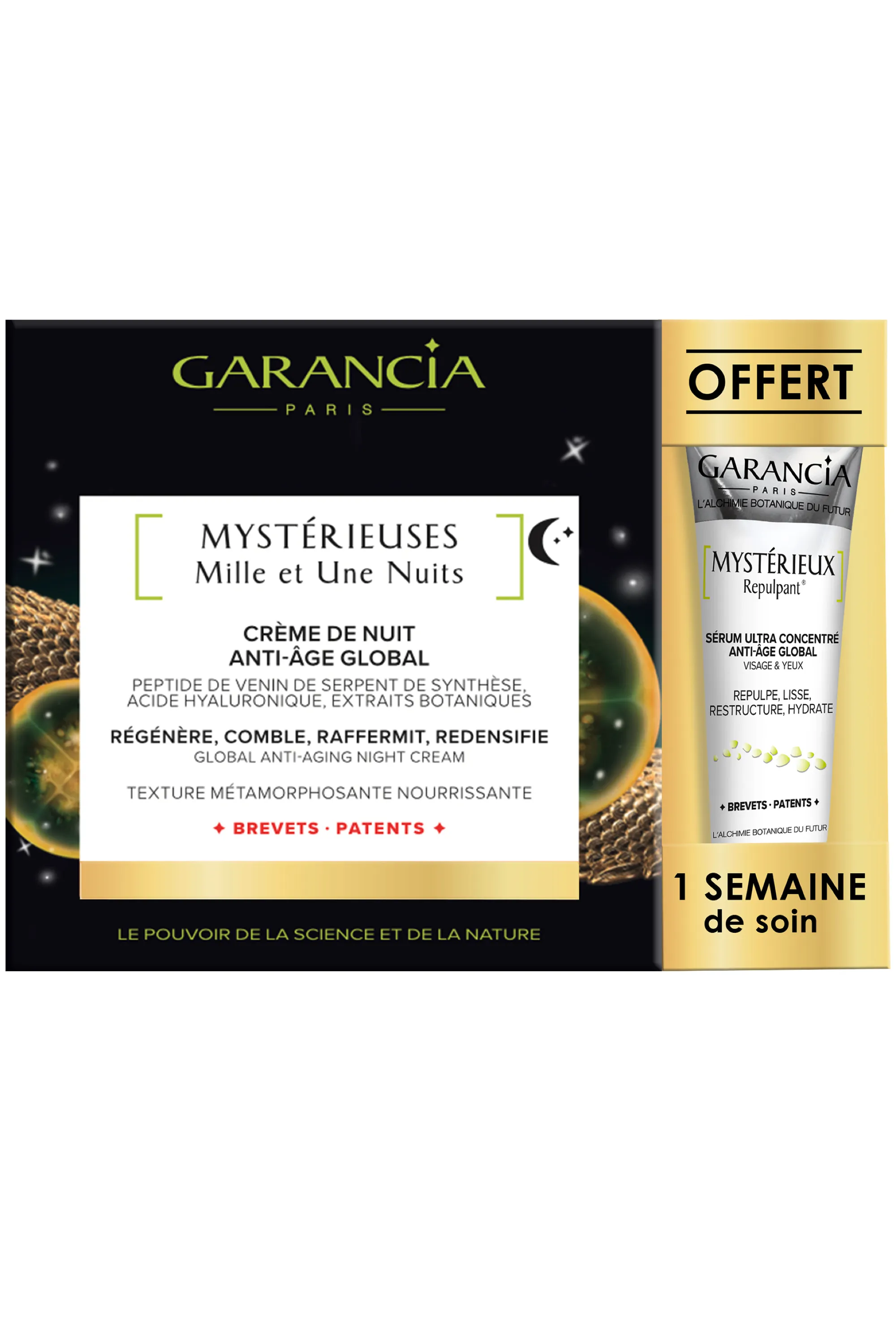 Garancia Coffret crème de nuit anti-âge Mystérieux mille et une nuits + sérum anti-âge format voyage offert-35 ml