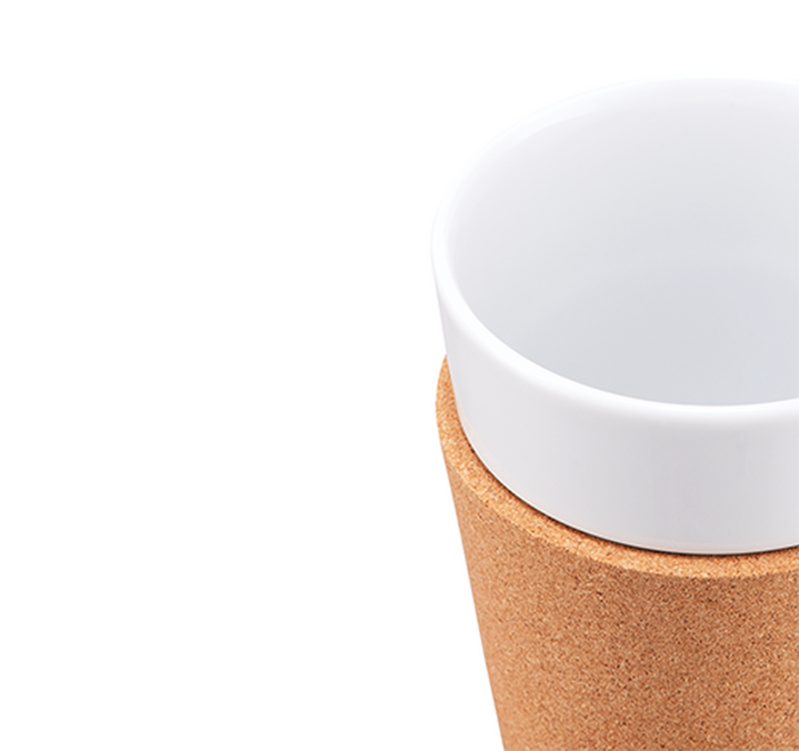 6 tasses Bistro 30 cl - porcelaine blanche et liège - BODUM