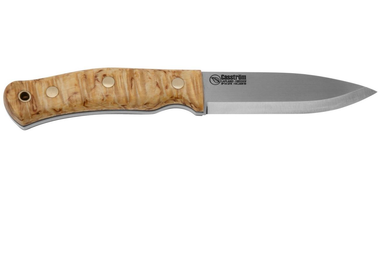 Casström No. 10 Swedish Forest Knife Scandi 14108, 14C28N Curly Birch Kydex, bushcraftmes