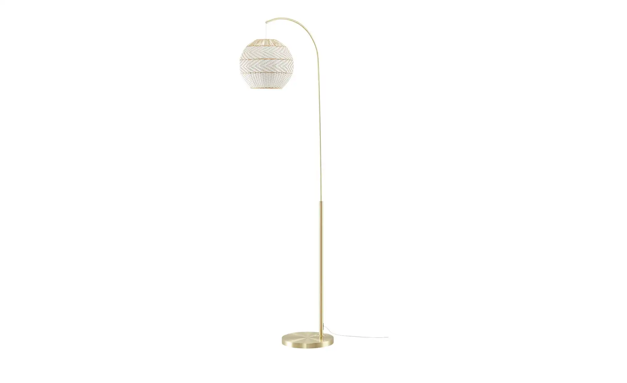 KHG Bogenleuchte, 1-flammig, messing/ Rattan-Schirm