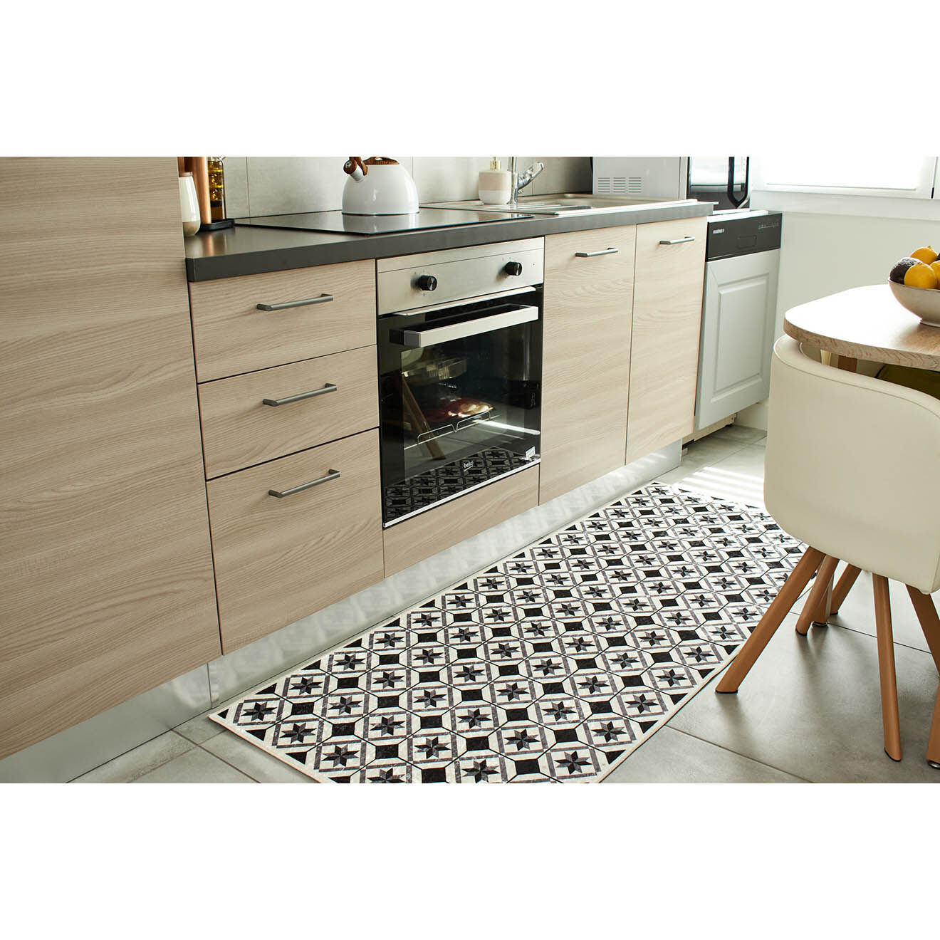 Nazar Rugs Tapis Azulejo 754 noir - 70x180 cm