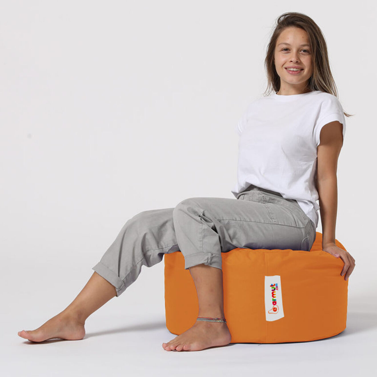 Homitis Pouf Round orange - D.55x30 cm