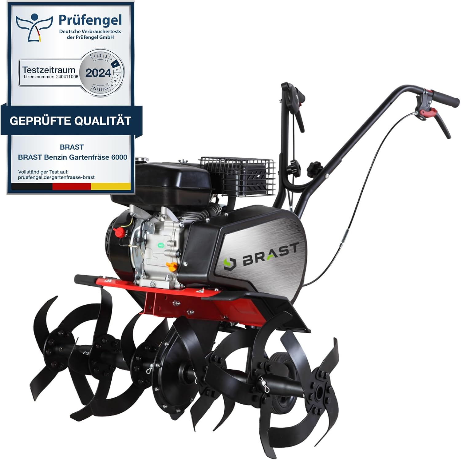 BRAST Motorhacke Gartenfräse Benzin | 1,9kW(2,6PS)-5,15kW(7PS) | 25-85cm Arbeitsbreite | 6 Modelle | Stahlrahmen Transportrad & kabellos | für kleine bis sehr große Grundstücke | BRB-AF-6000