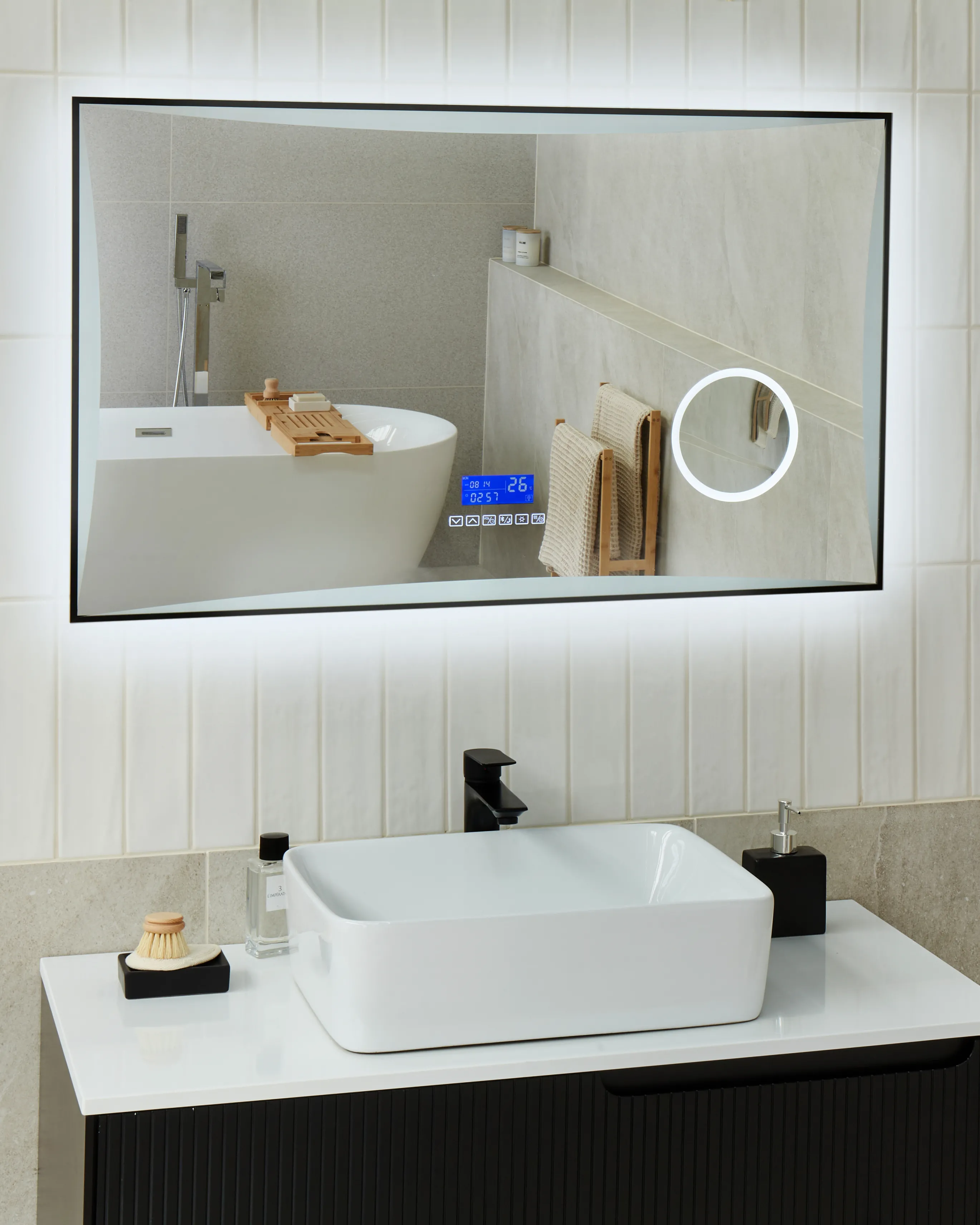 LED badkamerspiegel ONLAY 100 cm 60 cm Zilver