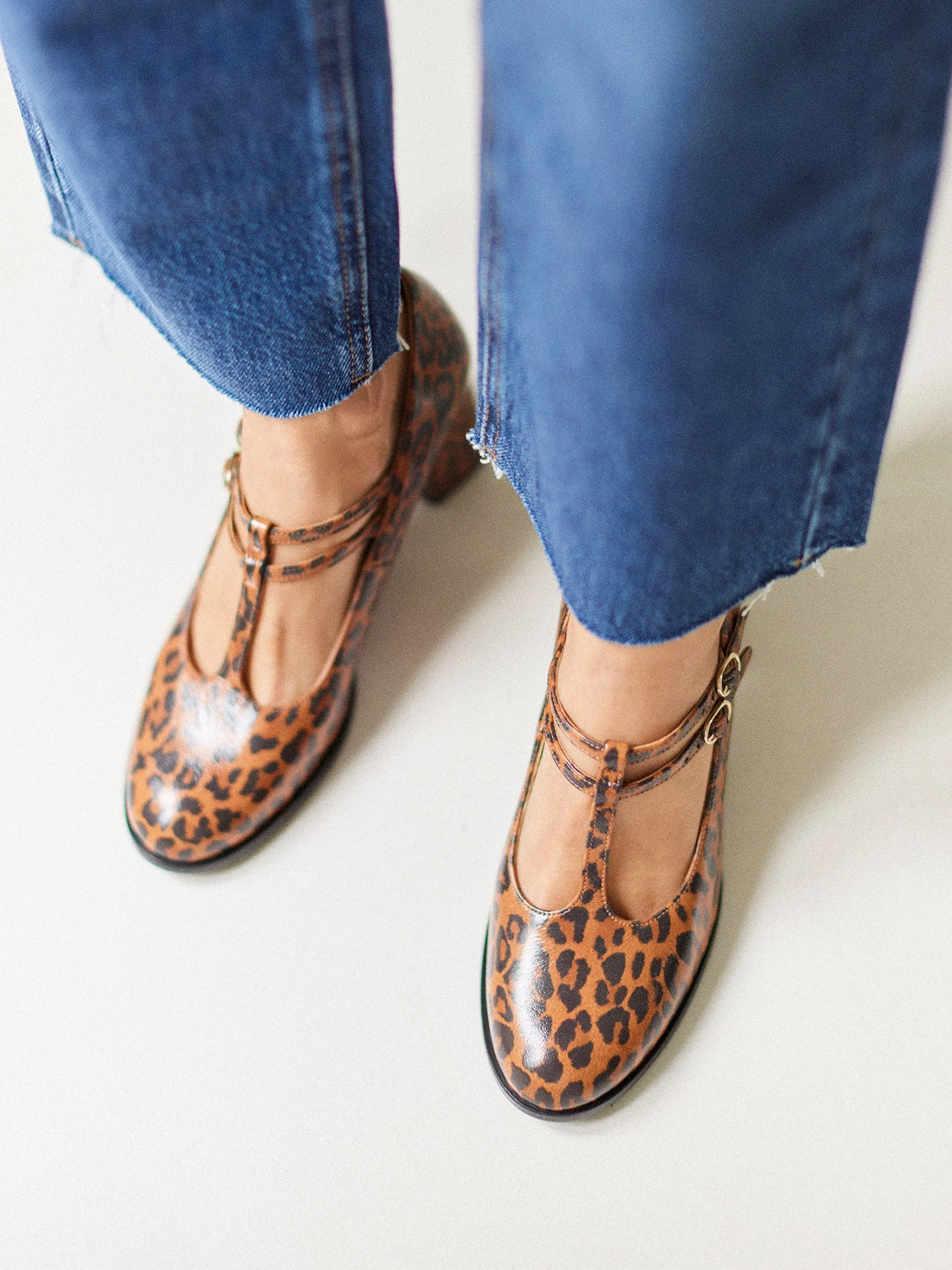 REY LEOPARD - Babies salomés léopard à talon en cuir verni | Multicolore