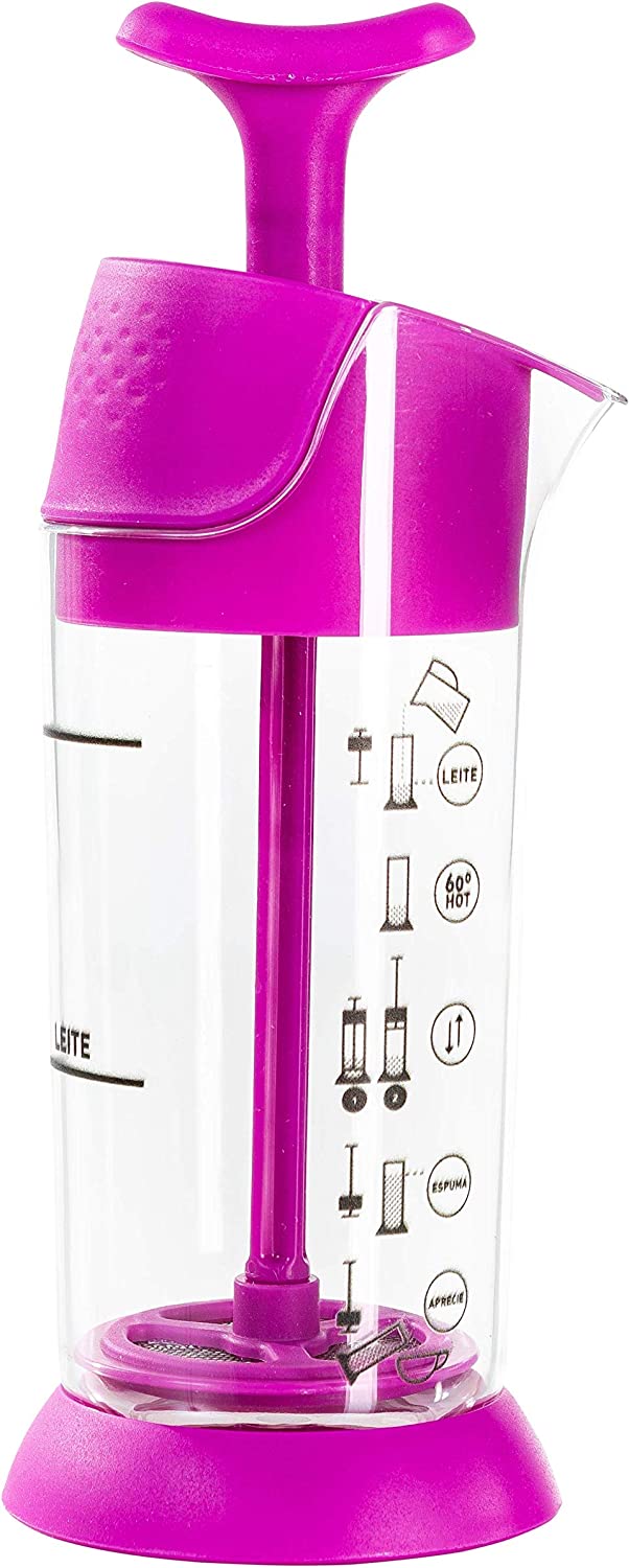 Espumador De Leite Pressca Amarelo, Leite Cremoso, BPA Free, 200 ml, Mixer, Cremeira.