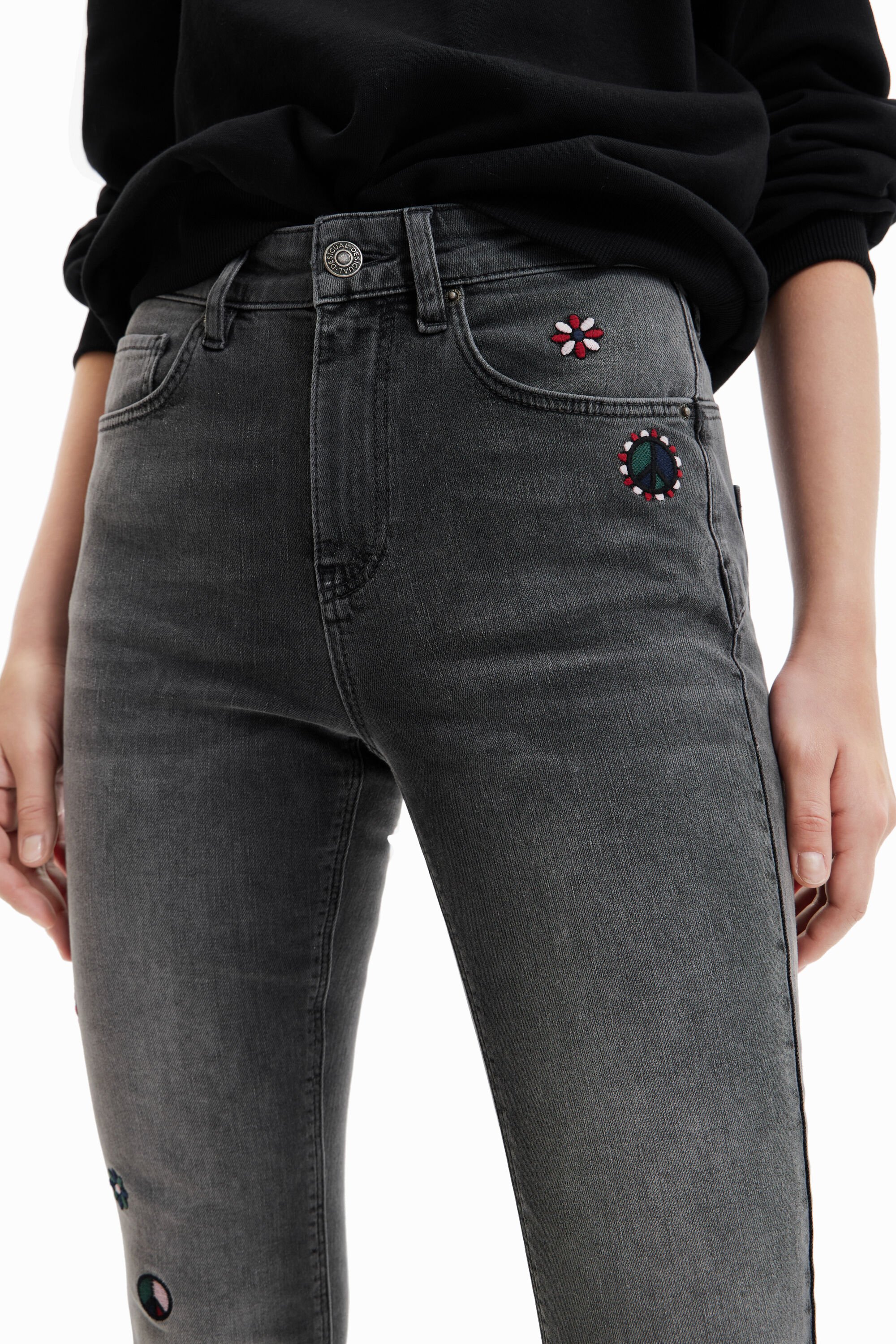 Jean skinny push-up broderies