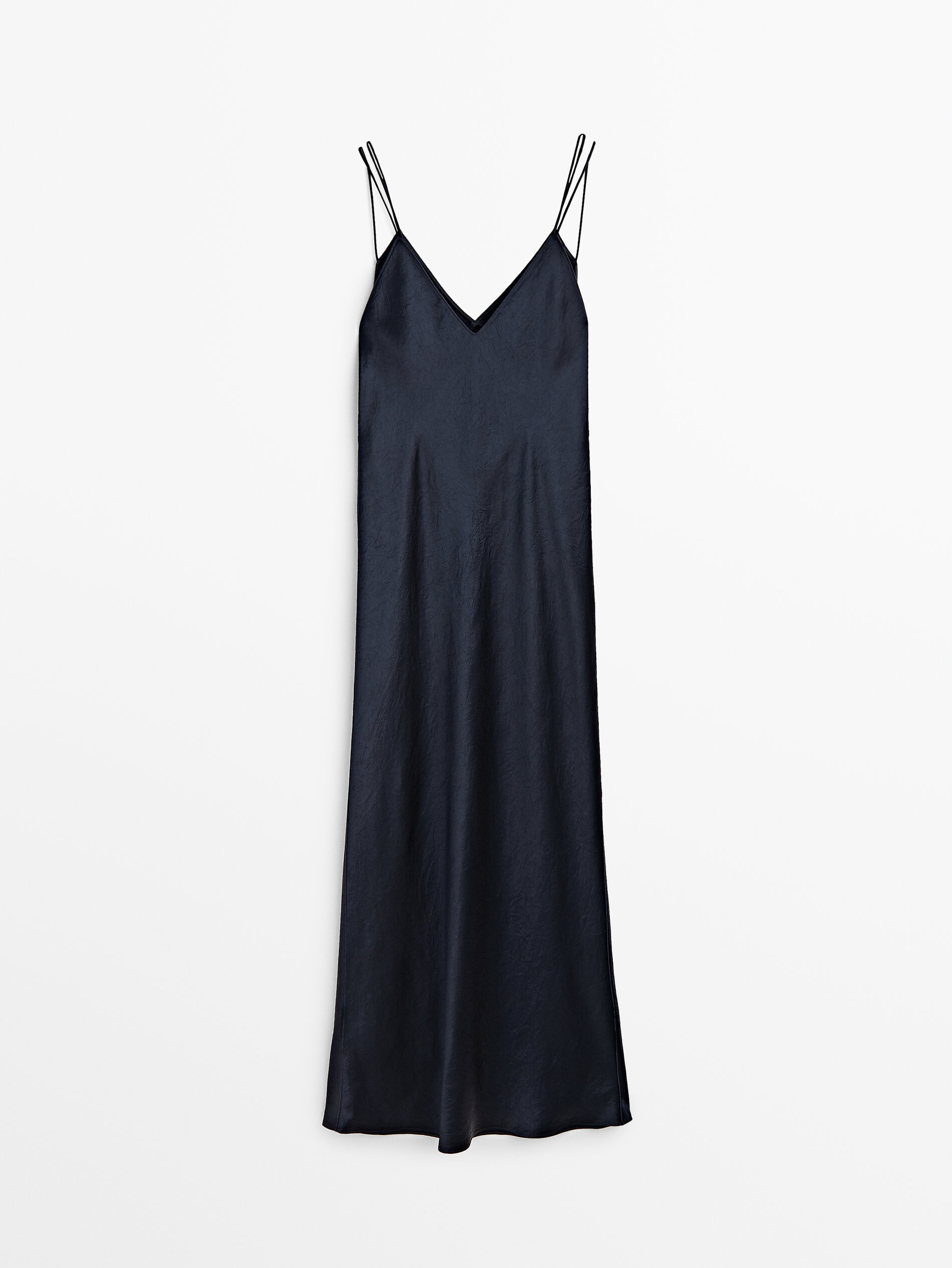 Vestido de cetim estilo camisola - Azul escuro