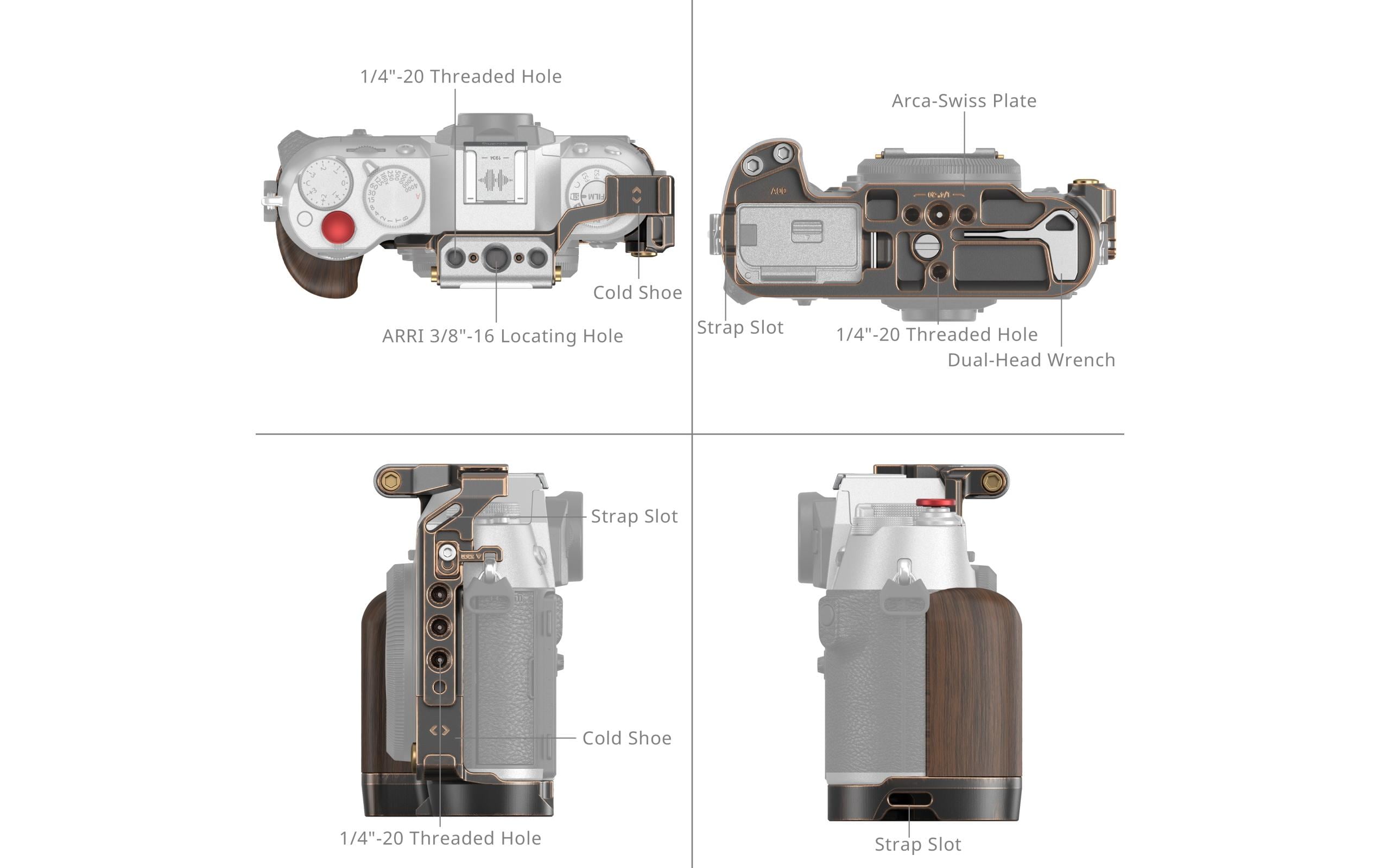 «Retro» Käfig für die FUJIFILM X-T50<br>Schützt die Kamera und bietet Anschlussmöglichkeiten
