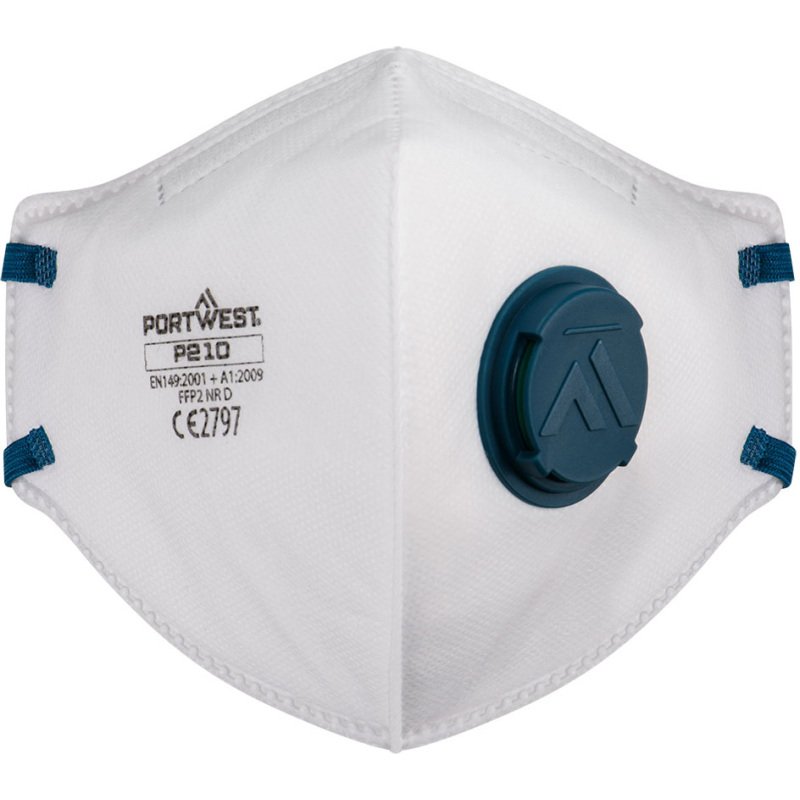Portwest P210 Masque pliable FFP2 à soupape Dolomite (3 pcs) Blanc