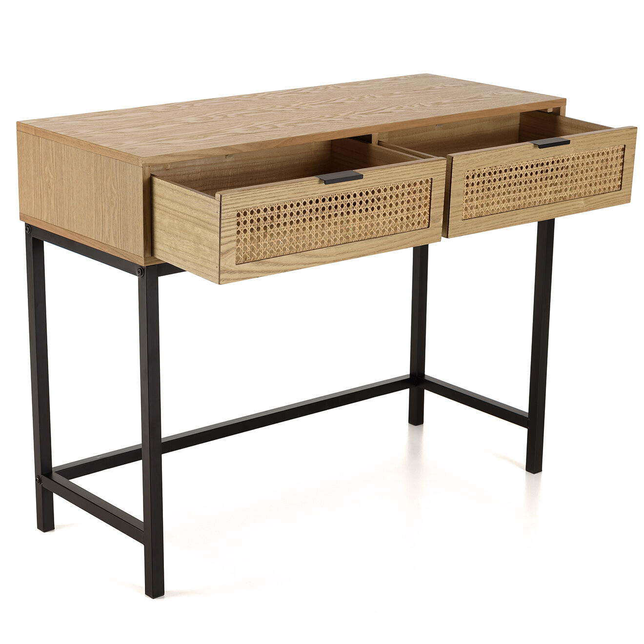 Macabane Console 2 tiroirs rotin Marceau - 100x40x79 cm