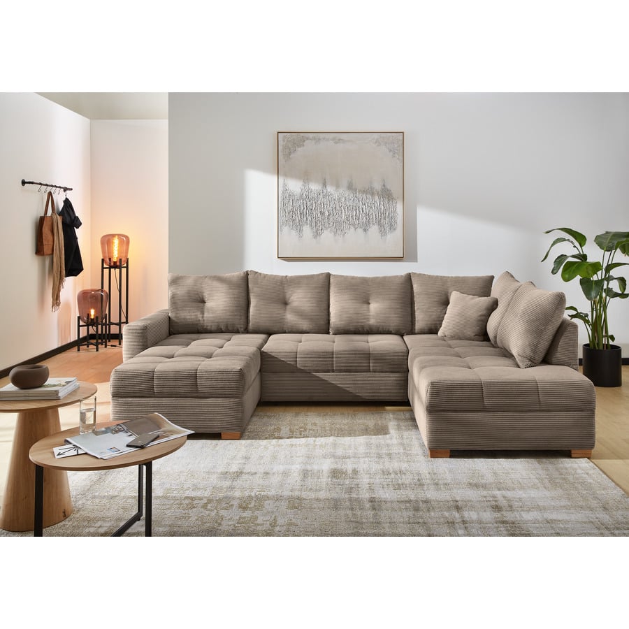 Wohnlandschaft Leon Stoff Cord grau