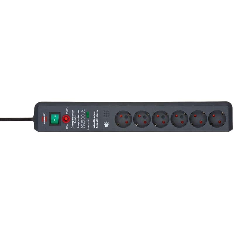 Brennenstuhl Secure-Tec 1159540376 stekkerdoos 6-voudig met beveiliging 3m zw