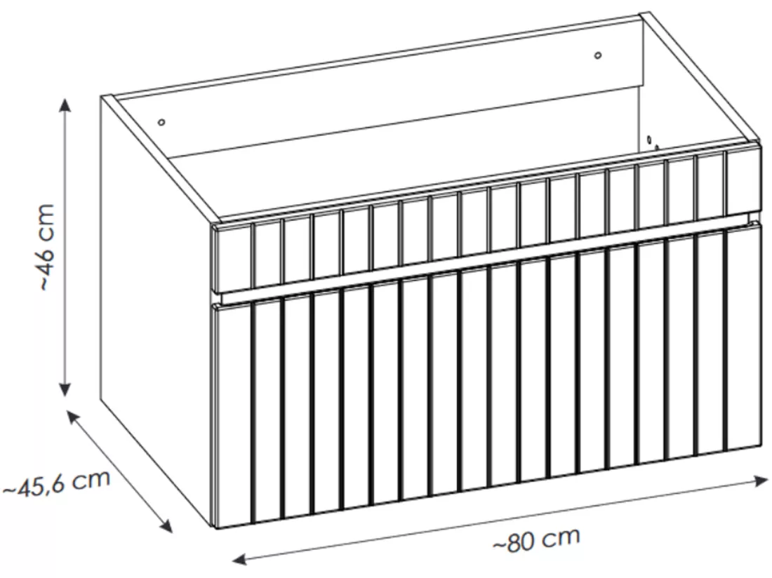 Meuble de salle de bain suspendu strié rose avec vasque à poser - 80 cm - SATARA