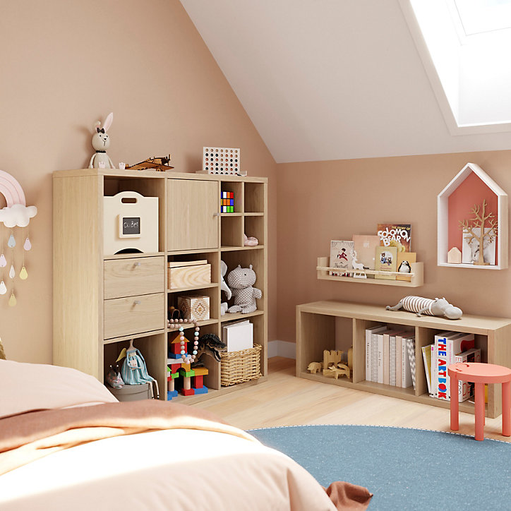 Étagère modulable 9 cubes GoodHome Mixxit effet chêne