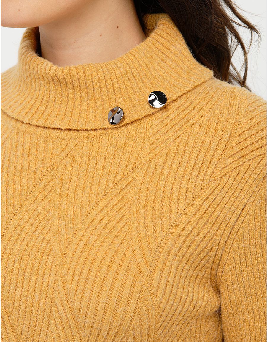 Pull jaune à col montant