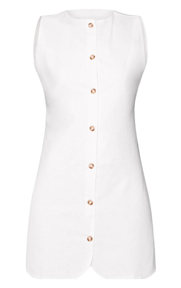Blanc Robe Moulante À Carreaux Col Bateau Et Boutonnage