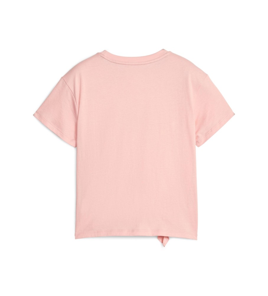 Camiseta Puma Essentials+ Logo com nó rosa