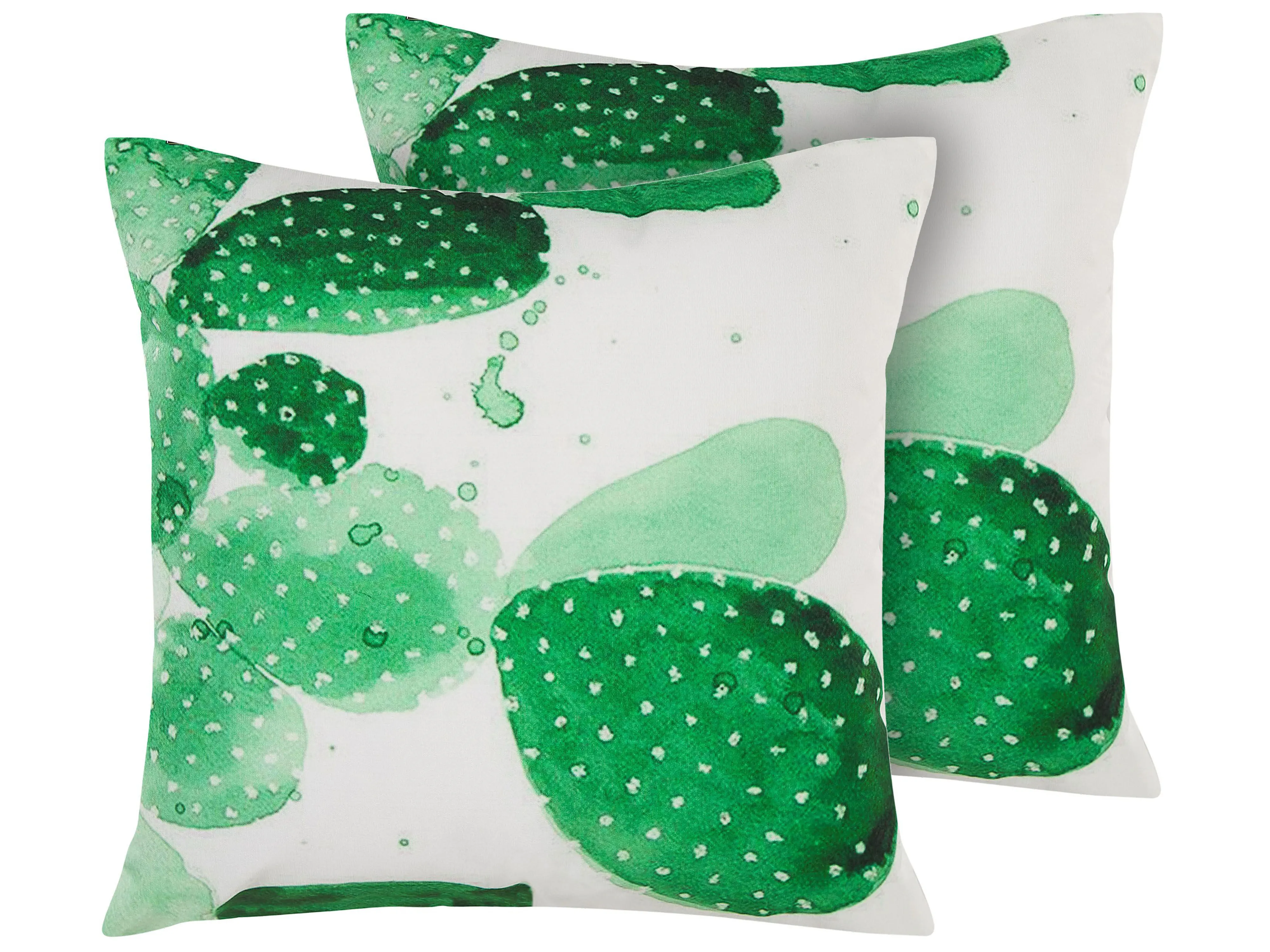 Set van 2 tuinkussens OSTINA bladpatroon 45 x 45 cm Groen