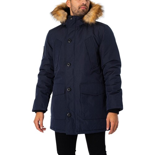 Superdry - Parka Con Capucha De Piel Sintética Everest Azul
