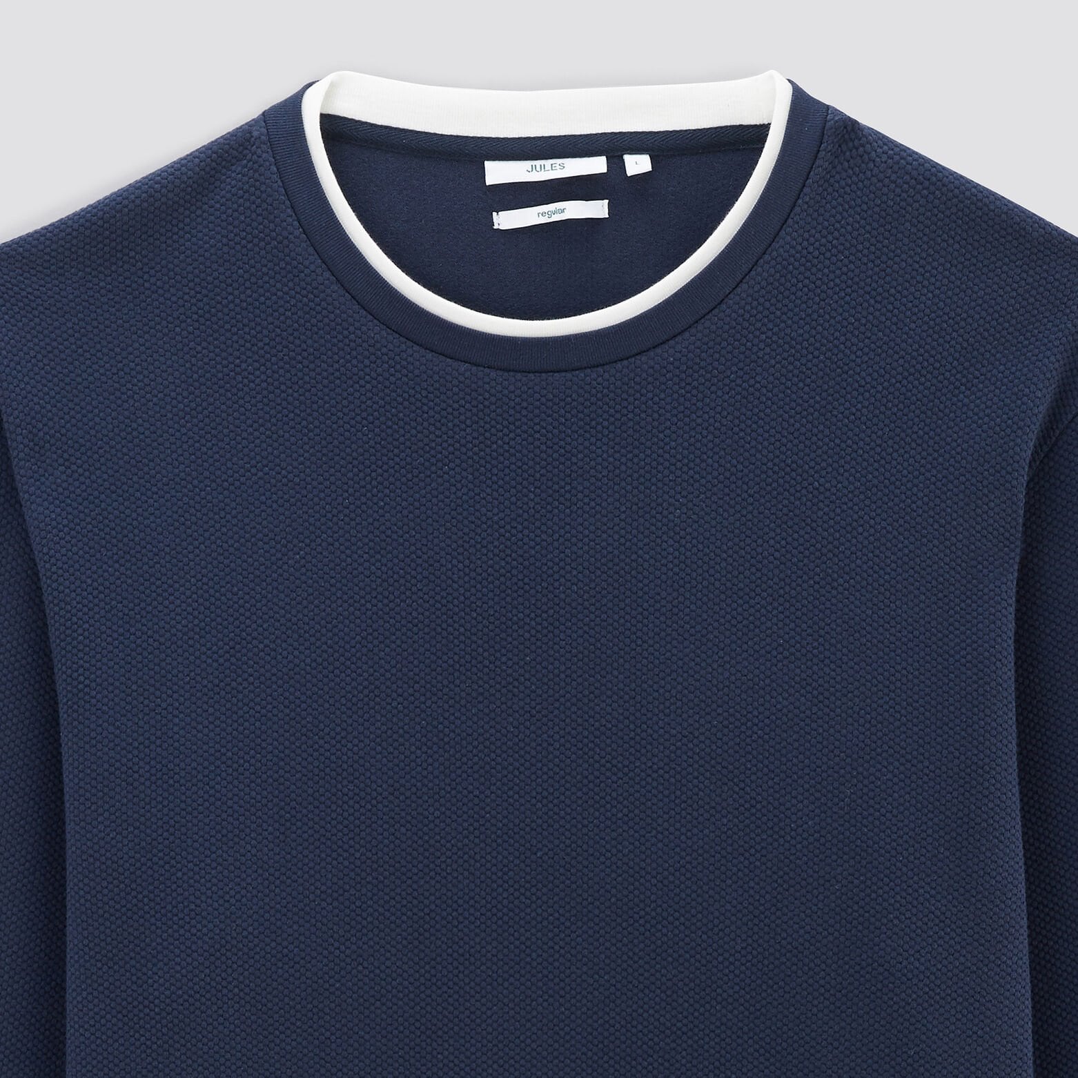 Tee shirt double col matière fantaisie Bleu foncé