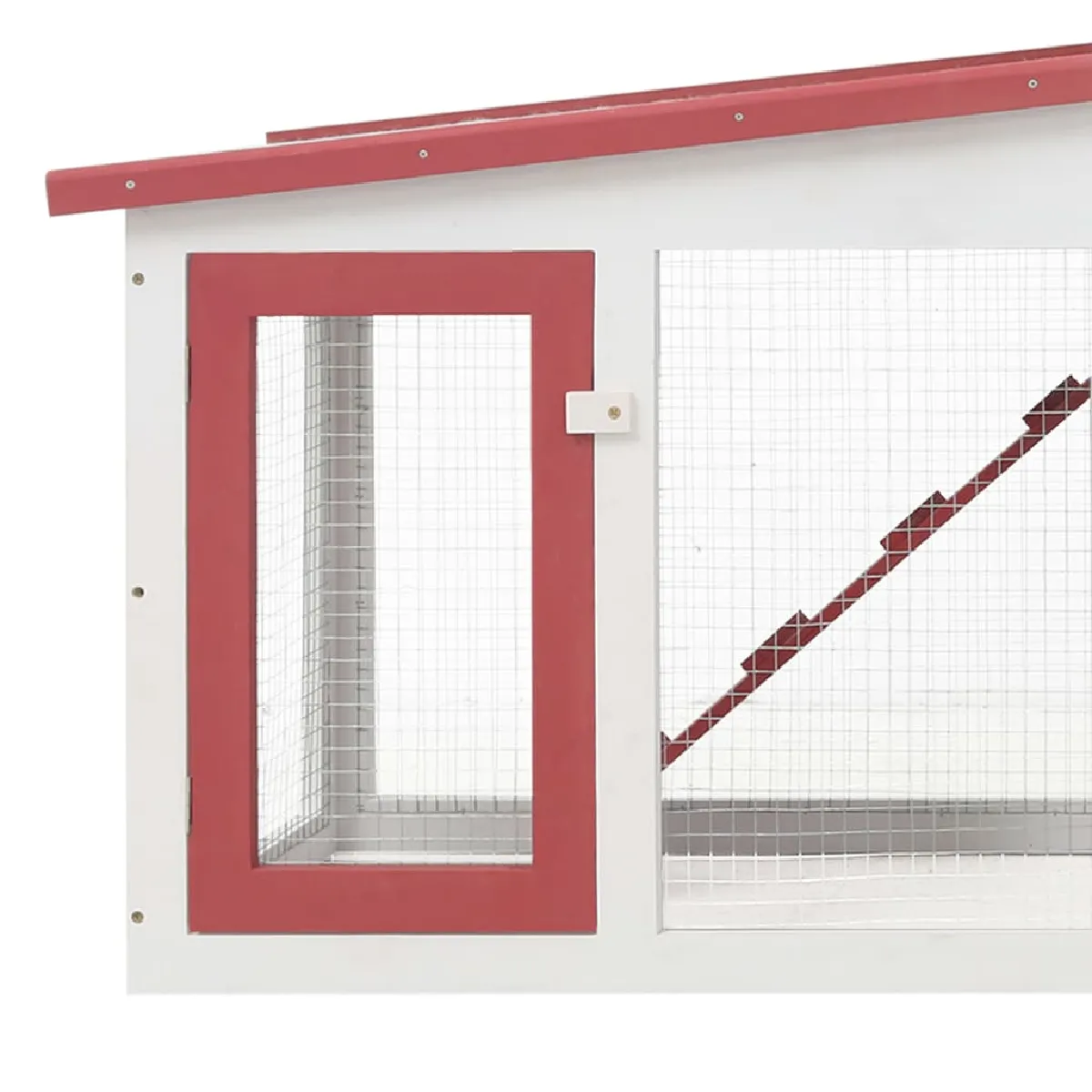 VidaXL Clapier large d'extérieur - Rouge et blanc
