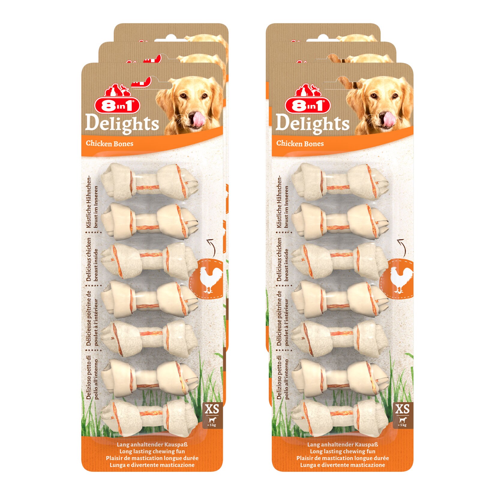 8in1 Delights Kauknochen XS 84 g, 6er Pack