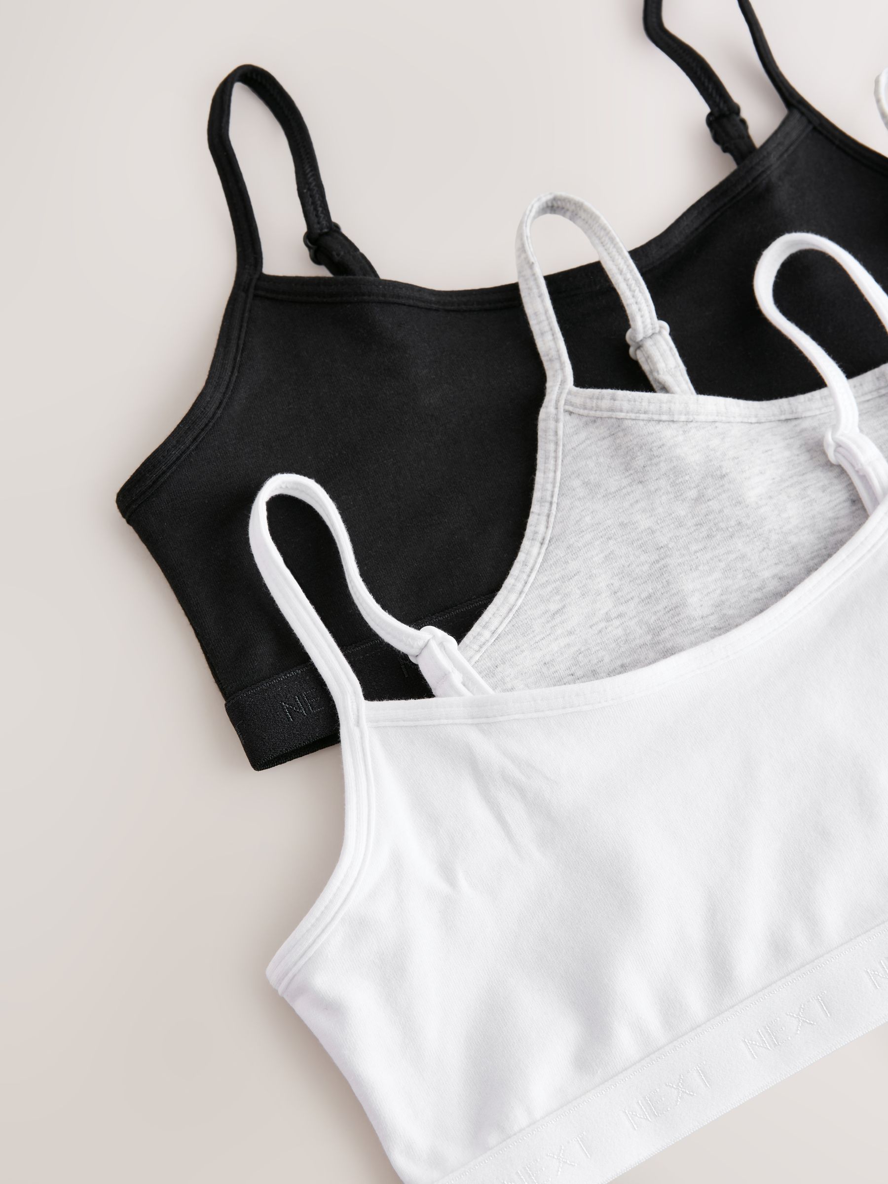 Zwart/wit/grijs - Set van 3 crop tops met bandjes (5 - 16 jr)
