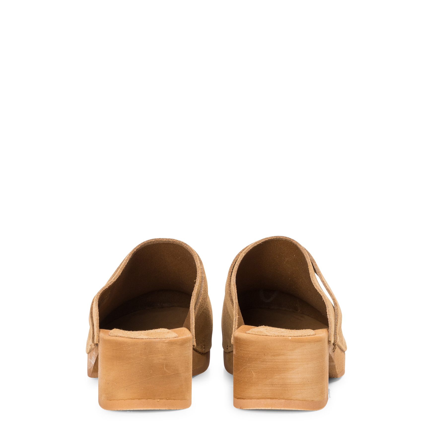 ANNA - Sabots à talon en cuir velours| Beige