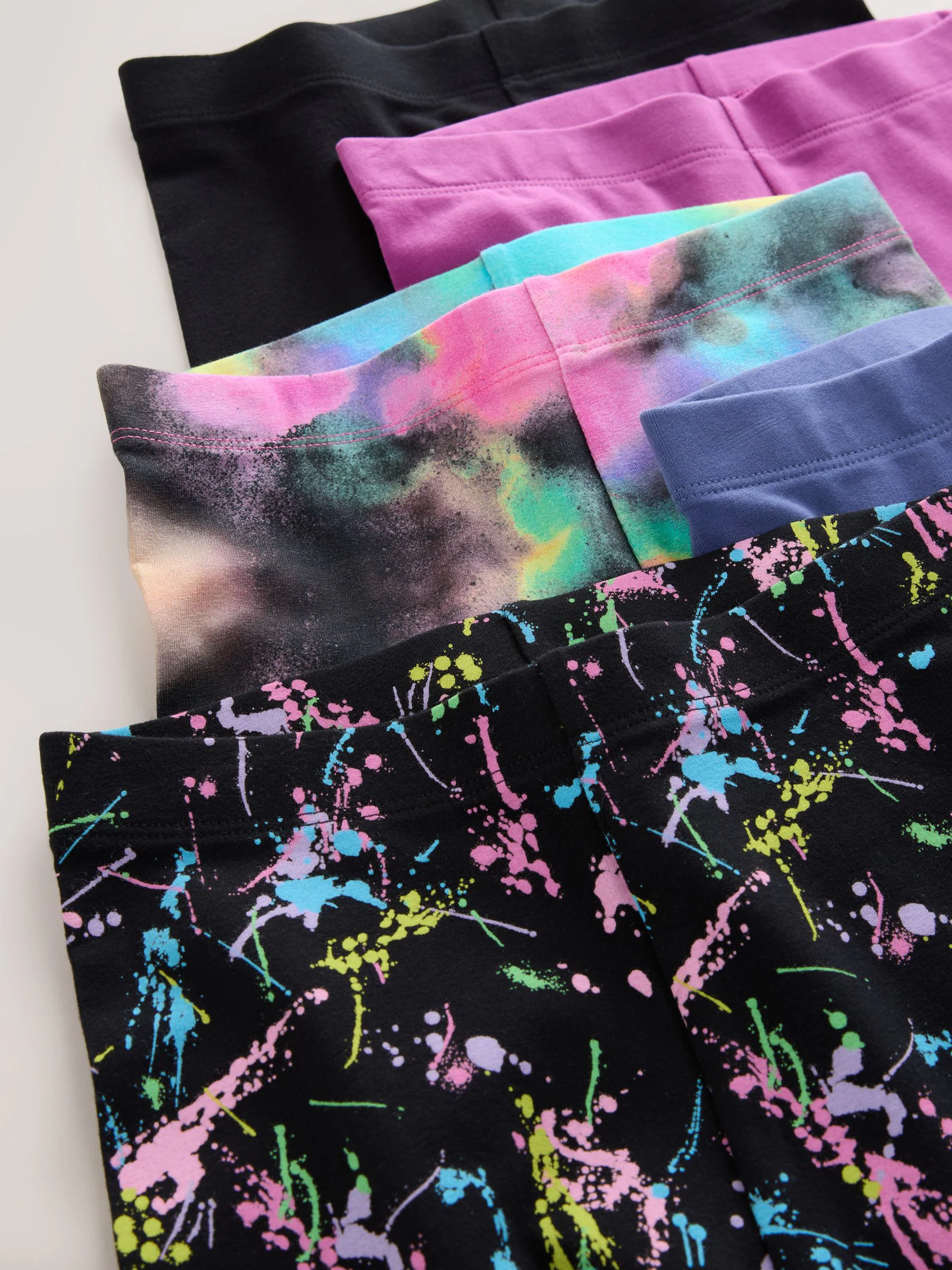 Zwart Roze Meerkleurig Spetters - Verpakking van 5 leggings (3-16 jr)