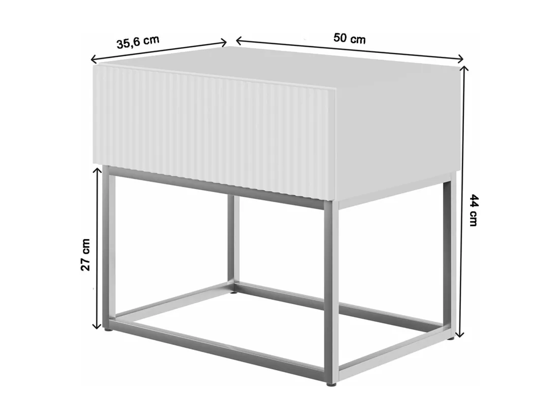 Table de chevet - 50 cm - noir avec pieds noirs - VELDIO