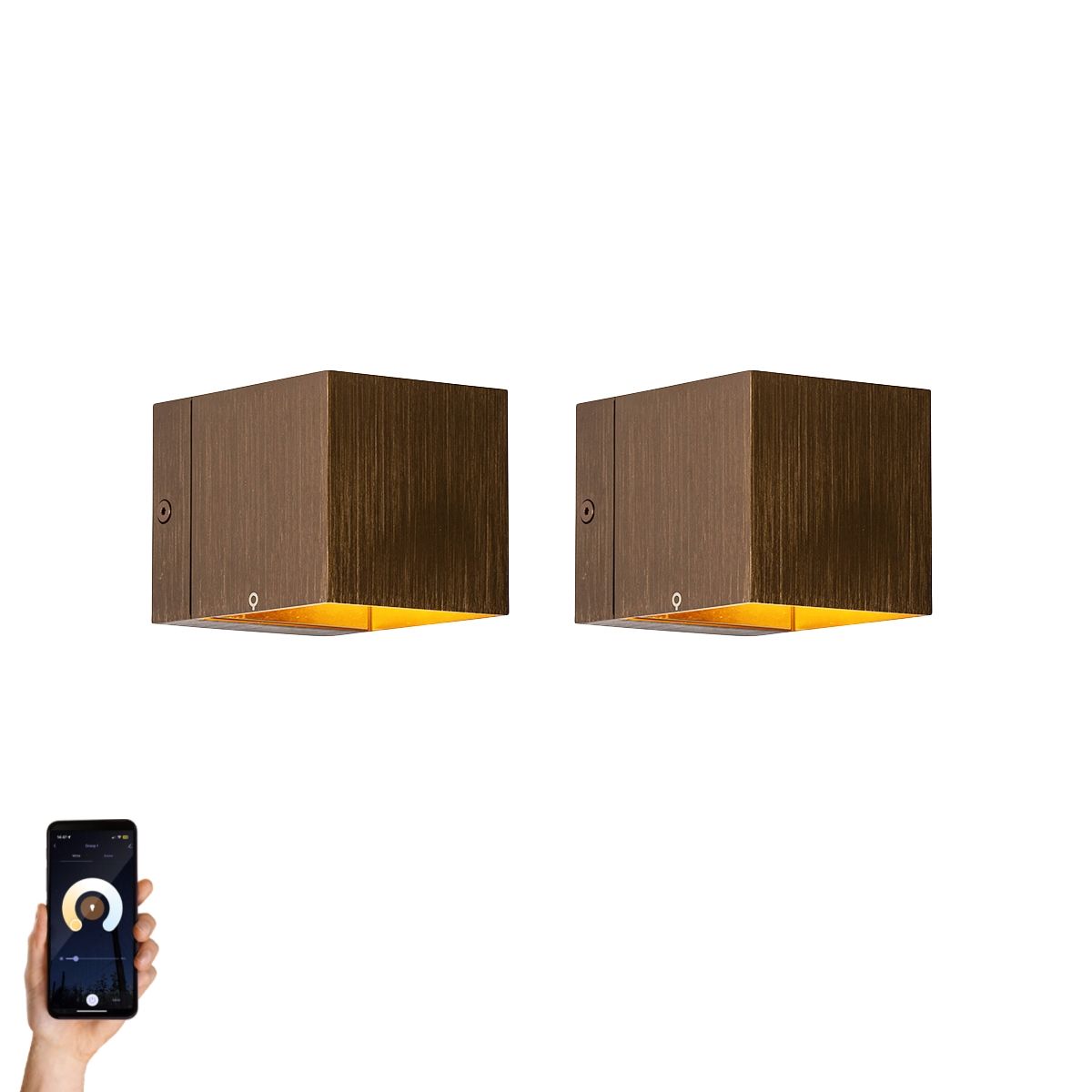 Set van 2 smart wandlamp donkerbrons 8 cm incl. Wifi G9 - Transfer